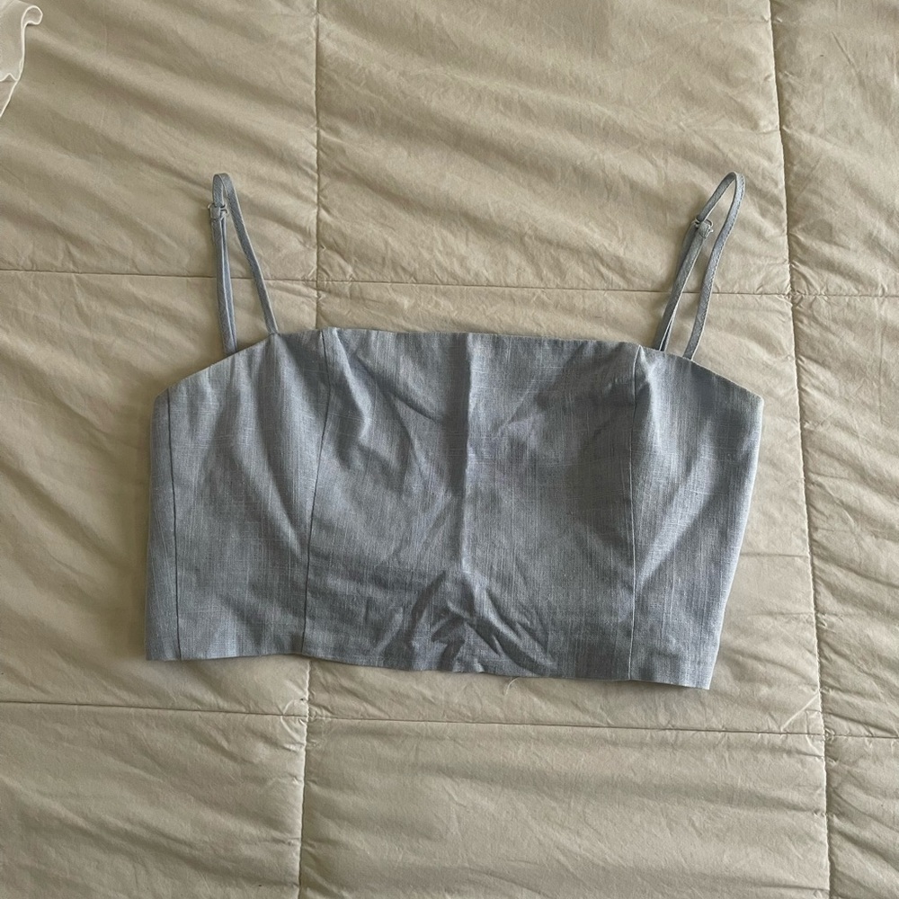 Baby Blue Tie Back Backless Crop Top